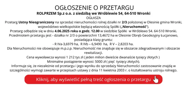 Ogłoszenie o przetargu